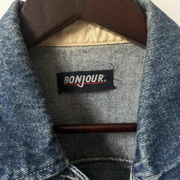 Vintage Bonjour Cropped Denim Jacket - Picture 2 of 4